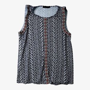 THML Anthropologie Womens Tank Top Size M Geometric Print Embroidered Boho‎